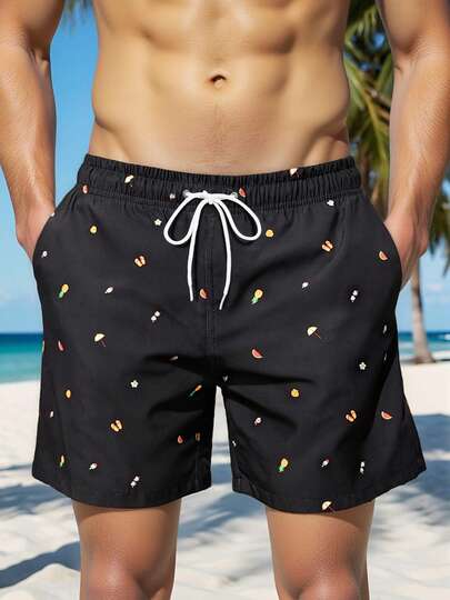 MADHERO Men's Beach Shorts, Casual Holiday Style Men Swim Trunks Men Swim Trunks