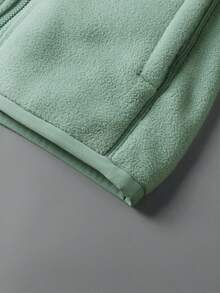 Reversible Sherpa Jacket Women, Stand Collar Zipper Cardigan, Solid Color Fleece Jacket For Autumn/Winter Sports - Mint Green - View 7