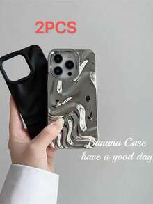 2 件装时尚优雅不对称电镀 3D 波浪纹手机壳，兼容 17/17 Air/17 Pro/17 Pro Max/16 Pro Max/16/16 Pro/16 Plus/15/15 Pro Max/15 Pro/11/12/13/14 Pro Max/11 Pro/11 Pro Max/12 Pro/12 Pro Max/13 Pro/13 Pro Max/14 Pro/14 Pro Max/XR，创意高端 - 彩色 - 查看 19