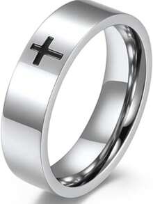1pc Unisex Stainless Steel Cross Ring, Faith Engagement Wedding Commitment Ring