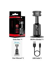 AXNEN Auto Face Tracking 360° Rotation Gimbal With Dimmable Fill Light,Cold Shoe Mount Gesture ControlSmartphone Phone Holder For AI Smart Shooting,Selfie Vlogging, Streaming.Living Vlog,And Video Calls