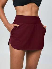 IVERY Multi-Pocket Skirts For Women,High-Waisted Volleyball Skirts,Red Skirt - 朱紅色 - 查看 2