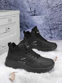 Męskie zimowe buty śniegowe, antypoślizgowe buty sportowe, codzienne, ciepłe, pluszowe, do użytku na zewnątrz, jednokolorowe, sportowe, codzienne