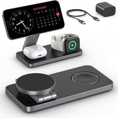 Magnetic Wireless Charger For IPhone 16/15/14/13/12 - Mag Charger + 20W USB C Adapter, Fast Wireless Charging Stand/Tablet, Compatible With IPhone 16/15/14/13/12 Pro Max Plus, Mag- Charger Home,Office Charging Station