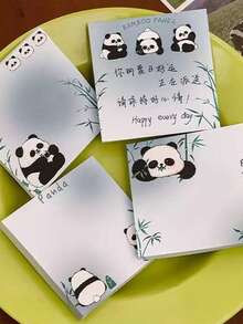 4pcs Cute Panda Design Stickers, Convenient Stickers For Desk And Office, Attractive Office Memo Notes