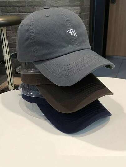 1pc RH Embroidered Baseball Cap, Vintage Washed Distressed Snapback Hat, Suitable For Beach And Sunshine To Avoid Scalp Sunburn. Equipped With Sweat-Absorbing Breathable Liner. Adjustable By Strap. (Note: Soft Crown Cap. Size Adjustable. Odor Is Caused By Washing Process And Will Dissipate In 1-2 Days. Product May Have Color Difference, Subject To Actual Item.)