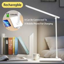 LED Schreibtischlampe mit Nachtbeleuchtung, wiederaufladbare Tischlampe, USB-Ladeanschluss, 3 einstellbare Helligkeits-Schreibtischlampen für Zuhause und Büro, Touchsteuerung, 1200Lux super hell