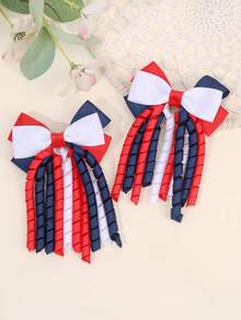 2个/套 女孩发夹，红白蓝蝴蝶结鳄鱼夹，优雅时尚发卡，女孩双马尾蝴蝶结发夹，生日婚礼礼物，青少年发饰 - 彩色 - 查看 10