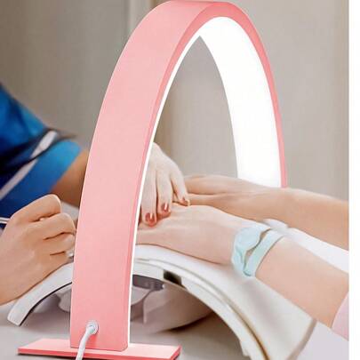 Mini Crescent-Shaped LED Nail Lamp With Button Switch, For Personal Use In Manicure, Makeup Vanity, Crafts, Workbench, Nightstand, Graduation, Birthday, Holiday, Pink