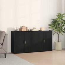 vidaXL Sideboards 2 pcs Rovere nero 79 x 38 x 80 cm Legno multistrato