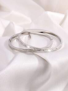 Camhanno 2 Sets Elegant Luxurious Stainless Steel Fine Fashion Style Roman Numeral Bracelets For Dating Party Daily Commute Perfect Present - Multicolor - View 8