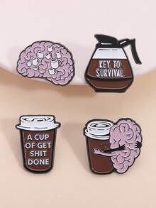 Kaffee-Kopf süße Brosche Metall Abzeichen Kleidungszubehör Anstecknadel vielseitiger Modeaccessoire, Kaffee Koffein - Verschiedenfarbig - Übersicht 1