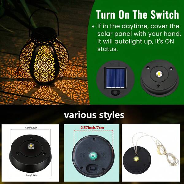 1pc/2pcs Solar Powered Warm White LED Lantern Electronic Parts, Suitable For Various Outdoor Decorative Lighting Accessories