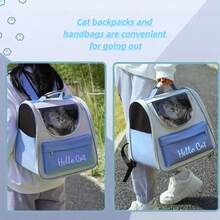 Pet Bag, Cat Backpack, Cat Backpack With Ventilated Design, Suitable For Carrying Kittens/Puppies, Pet Backpack For Camping/Outdoor Activities - 藍色 - 查看 2