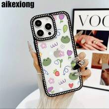 Teléfono Un pequeño diseño encantador en un teléfono 3 en 1 de doble cara con tachuelas, compatible con las series 16 Pro, 16, 15 Pro, 14, 14 Plus, 14 Pro, 13, 13 Pro, 12 Pro y 11 Pro. Este suave es a la vez resistente a las caídas y a las manchas, lo que lo hace para cualquier persona, adornado con detalles. - Rosa - Ver 5
