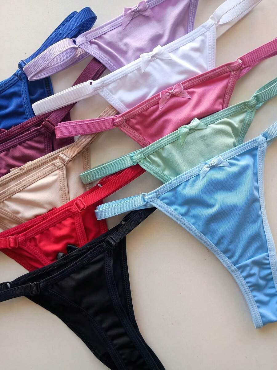 Kit Of 10 Microfiber Thong Panties With Side Adjustment - Nhiều màu - Xem 1