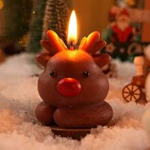 1pc Christmas Reindeer & Snowman Scented Candle, Creative Gift, Christmas Party Decor