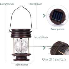 Solar Lanterns Outdoor Hanging Solar Lights, 2PK Table Lamps With Retro Design, Garden Lantern Vintage Design For Landscape Yard Table Pathway Beach Decoration-953308 - Nhựa 5,5" - Xem 6