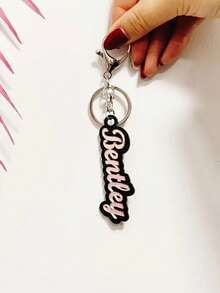 1 Chaveiro Personalizado de Acrílico com Nome - Pingente de Letra Personalizado com Fonte Cursiva Elegante, Chaveiro Retangular de Acrílico Durável para Bolsas, Bagagens, Presentes de Formatura, Presentes do Dia dos Namorados, Acessórios de Bolsa | Design de Nome Personalizado | Chaveiro Durável, Chaveiro Fofo