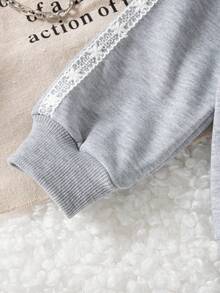 秋冬女宝宝休闲灰色宽松荷叶边领拉链夹克和高腰喇叭裤套装 - 灰色 - 查看 10