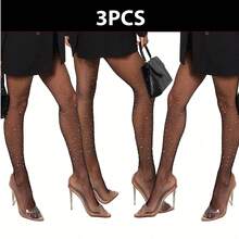 1雙鑲有鉆石的水晶鑲嵌網襪,適合性感派對造型