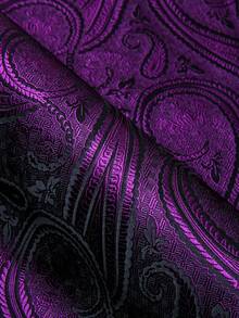 Mens Shirt Purple Floral Long Sleeve Regular Set Wedding Formal Casual Business Party - 紫色 - 查看 6