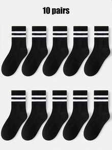 10双装纯色透气吸湿运动袜，春夏款