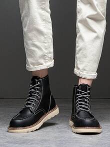 Extra Large Size Men's English Style Formal Vintage Boots, American Durable Short Boots, Outdoor Work Boots, Autumn/Winter