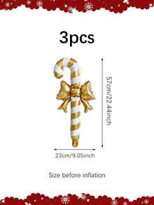 3/6pcs Christmas Candy Cane Foil Balloons, Bow Candy Cane Design, Suitable For Christmas Party Decorations, Candy Party, Indoor Decorations And Celebrations, New Year, New Year's Eve Events, Staircase Decorations, New Year Party Home Decor, Holiday Party Decorations - Multicolor - View 13