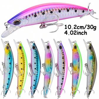 4.02 Inch/10.2 Cm Sinking Fishing Lure - 3D Eyes, Suitable For Various Fish Species Including Bass, Crappie Etc. - Artificial Long-Distance Hard Bait - 30g Weight - Realistic Design, Lifelike Action - Great Gift For Anglers