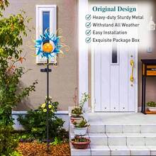 Solar Lights Outdoor Garden Decor, Blue Metal Sun Crackle Glass Globe Stake Waterproof 30LED Decorations Unique Gifts For Women,Mom,Outside, Patio,Lawn,Yard,Pathway-734997 - 陽光 - 查看 3