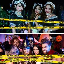 1,9 pouces x 82 pieds Rouleau de ruban d'avertissement décorations d'Halloween Ruban d'avertissement d'Halloween Ruban d'avertissement effrayant pour décorations de fête d'Halloween intérieur extérieur