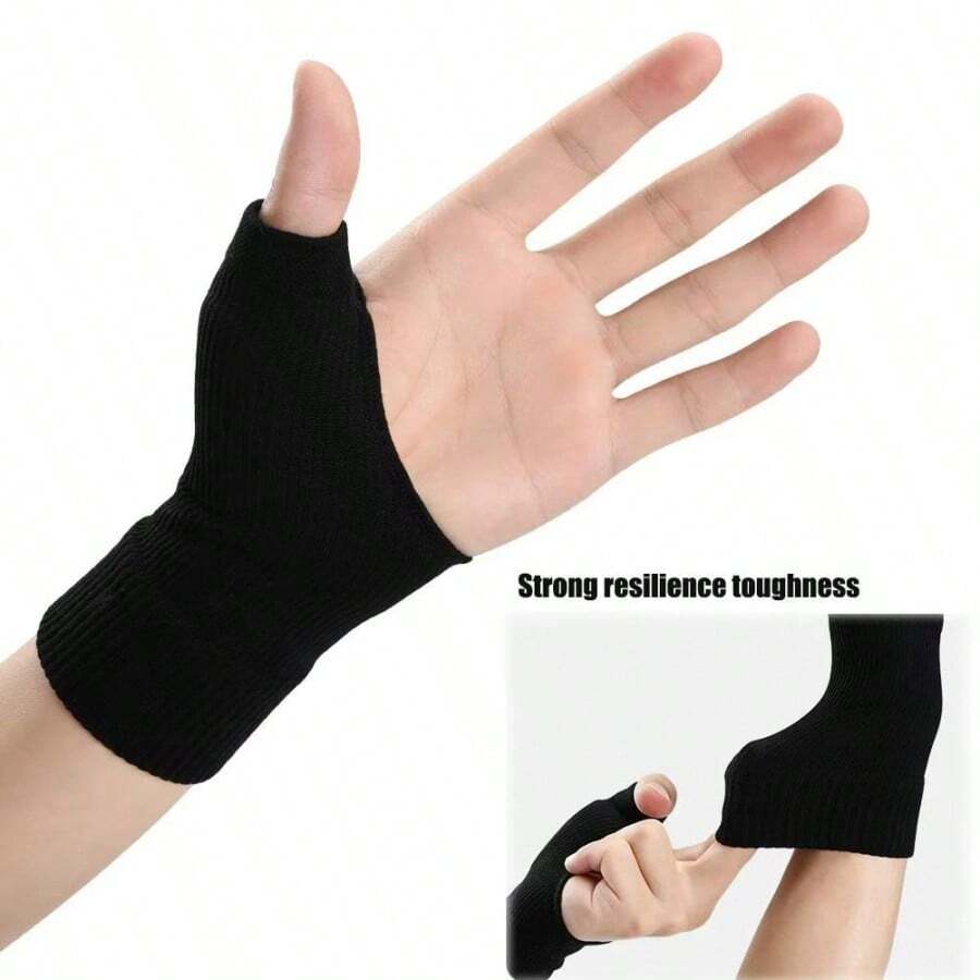 2 Pack 1 Pair, Gel Pad Thumb Fingerless Compression Gloves, Breathable Carpal Tunnel Syndrome Care Joint Support Daily Use Gloves - 黑色 - 查看 1