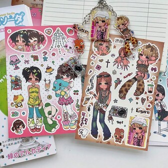1PC Cute Girl Character Stickers Millennium Girl Hand Account Original Card Mobile Phone Anime Animation