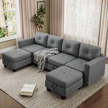 4-seater With 2 Footstools (dark Gray)