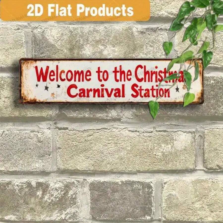 2D Flat, 1pc Vintage Metal Wall Sign, Indoor And Outdoor Holiday Decorations For Home, Cafe, Bar, Garden - Easy To Hang, No Battery Power Required, & Christmas Aluminum Sign, Home Decor, Vintage Metal Wall Art, Outdoor Wall Art, Cafe Decor, Seasonal Decoration, Festive Metal Sign, Lightweight Holiday Decor, Tin Surface, Interior Designers, Seasonal Decorators Christmas Decorations Room Decor