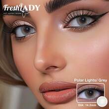 FRESH LADY Freshlady 镜片，适合在校学生，处方极光灰色彩色隐形眼镜，1 年一次性，万圣节服装角色扮演 - 淺灰色 - 查看 3