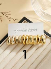 10-30pcs Vintage Elegant CCB Hoop Earrings. Creative Asymmetrical Teardrop, Striped C, Bamboo Node C-Shaped Design Earrings. Women's Personalized Daily, Party, Date And Holiday Wear Ear Accessories. Exquisite Holiday Gift