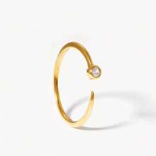 خاتم هندسي هندسي بسيط من التصميم الفرنسي مرصع بحجر الزركونيا النحاسي، هدية يومية وعيد، خاتم إصبع