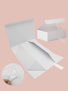 Cutie cadou pliabilă 1 buc/2 buc, cutie cadou albă cu capac, cutie cadou pliabilă cu panglică, design simplu, culoare solidă, potrivită pentru petreceri, ambalaj cadou de sărbători, potrivită pentru prietene, Ziua Îndrăgostiților, ambalaj cadou de ziua de naștere, Crăciun, cutie cadou de Crăciun, potrivită pentru orice ocazie, cutie cadou goală multifuncțională