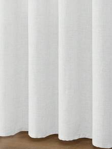 1 件/2 件套仿亚麻纹理窗帘，适用于客厅卧室隐私，质朴粗麻布编织半透明索环顶部滤光窗帘，白色 - 白色 - 查看 9