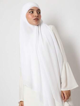 1 Stück Chiffon Muslimisches Kopftuch, einfarbiger Lässig Schal, Sonnenschutzschal, Strandtuch, 140*140cm für Kleider