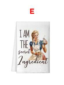 1/6 piezas Paños de cocina divertidos de 40x60cm con frases hilarantes - Paños de té absorbentes de poliéster, diseño de dibujos animados retro, lavables a máquina - Regalos de inauguración de la casa para mujeres, anfitrionas, mamá