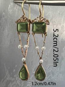 1 Pair Of Vintage Pearl Water Drop Alloy Women's Earrings, Suitable For Women's Daily Leisure Party Travel Jewelry Accessories - Nhiều màu - Xem 2