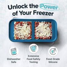 2 Cup Silicone Freezer Tray With Lids, Storing Lasagna, Leftovers, Sauces, Portioned Meals And More, Silicone Soup Freezer Molds Meal Prepping - Aqua - 2 - Pack - 藍莓+2個裝 - 查看 3