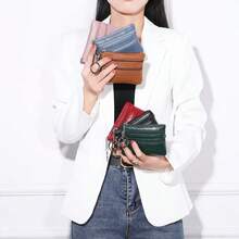 1 Pure Color Mini Coin Zippered Wallet-A Minimalist Texture, Versatile Lightweight Women's Card Holder, Portable Keychain Handbag, Sleek Design, Retro Mini Wallet With Keyring. - Nhiều màu - Xem 3