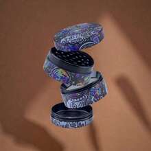 Molinillo de hierbas de astronauta de 1.6 pulgadas, molino de especias, mortero y maja, triturador de sal, trituradora de tabaco, vainilla, 4 secciones, molinillo portátil de aleación de zinc, picadora de cigarrillos, accesorios para fumar, regalo