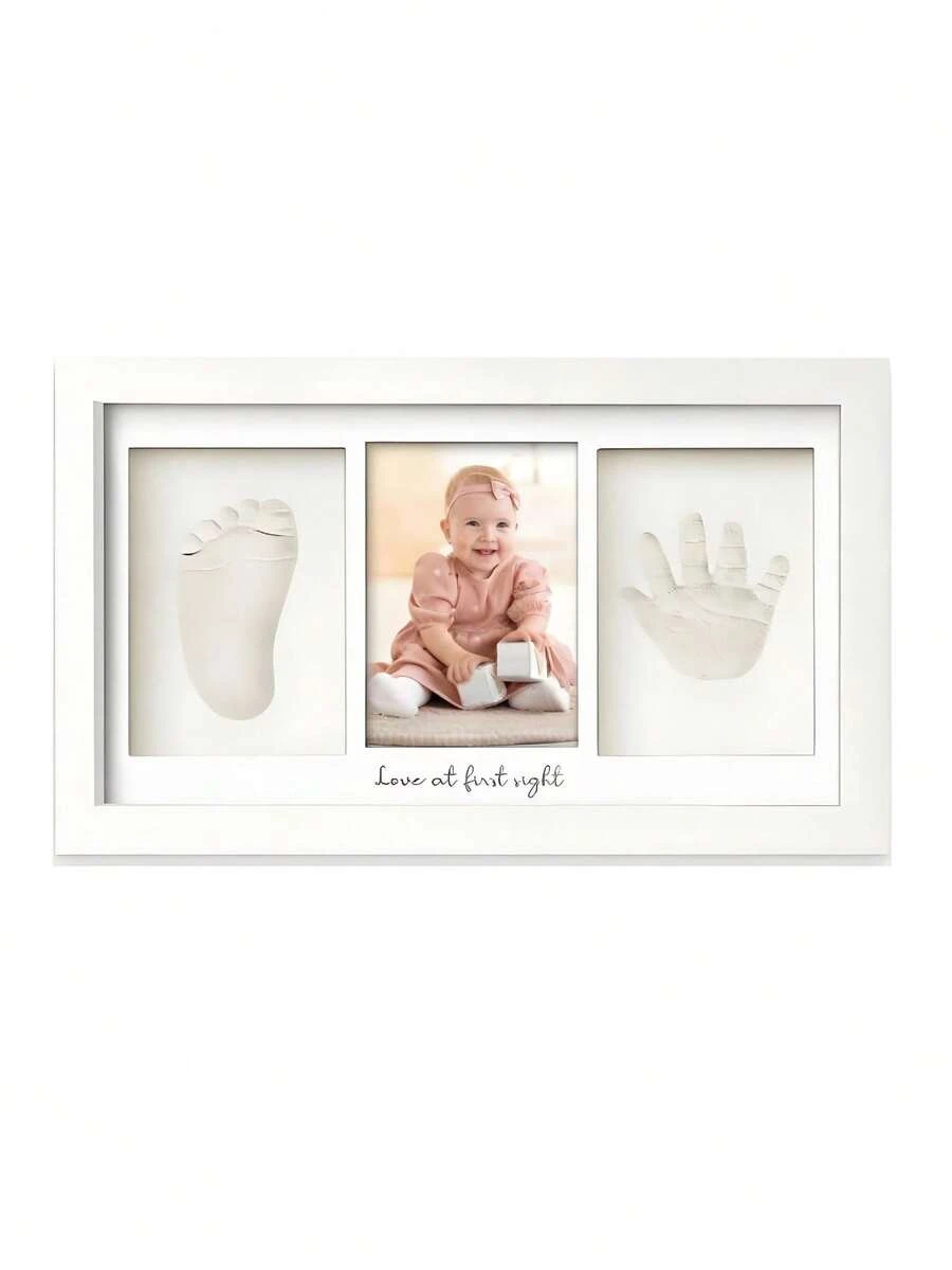 1 Baby Handprint & Footprint Kit - Clay Imprint Memorial Frame, Newborn Room Photo Frame, Personalized New Mom Gift, Suitable For Baby Shower And Baby Registry (Please Read The Instructions Carefully Before Use To Get Detailed Usage Instructions And Watch The Video Demonstration).