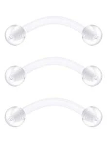 3件套休闲塑料尖刺穿刺饰品套装，男女通用，适合日常通勤；20G鼻钉，16G唇钉，透明穿刺固定器，唇环，眉环，塑料工业杠铃，工业杠铃固定器，耳骨耳环 - 透明 - 查看 30