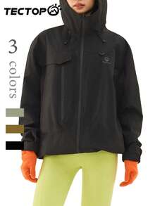 TECTOP Chaqueta softshell de forro polar para mujer, abrigo resistente al viento e impermeable, cálido, con bolsillos con cremallera, diseño con capucha, para actividades al aire libre